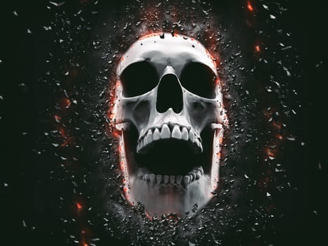 Skull bursting throgh the wall photo