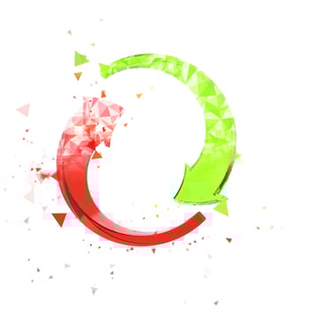 Polygonal circle arrows - red and green photo