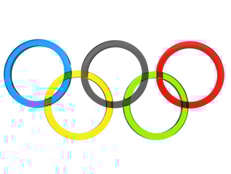 Olympic rings made of glass - 3D Illustration photo