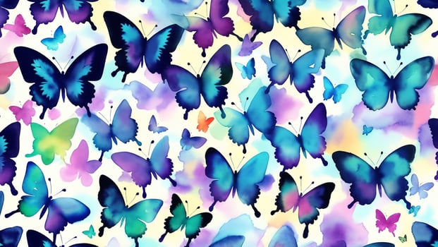 watercolor beautiful Aurora Butterflies, tile seamless repeating pattern photo