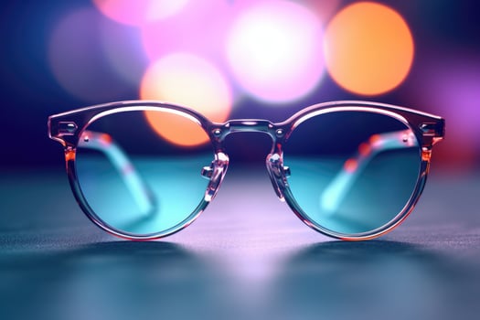 Eyeglasses with bokeh in the background. Selection of glasses for vision concept. photo
