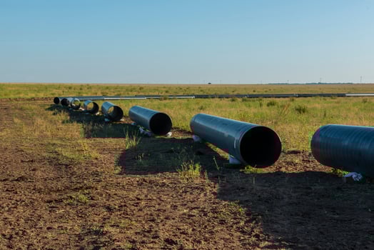 Gas pipeline construction, La Pampa province , Patagonia, Argentina. photo