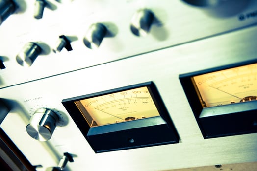 Vintage sound equipment, vintage color photo