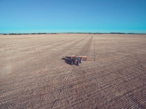 Tractor and seeder, direct sowing in the pampa, Argentina photo