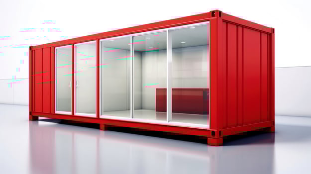 Mobile office buildings or container site office for construction site. Shipping container. Portable house and office cabins, illustration photo