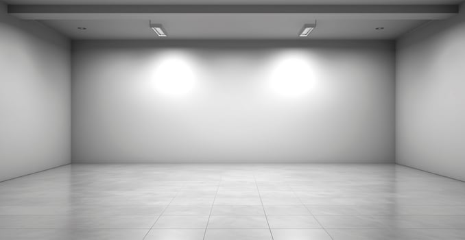 Large spacious photo studio, gray studio for design and advertising - image
