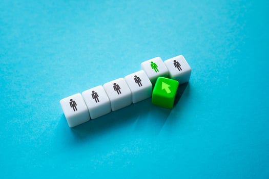 Promotion at work or social status. Present an employee with a promotion. Select and designate an employee for higher post. Career advancement and social lift. Hiring by competition. Get a raise photo