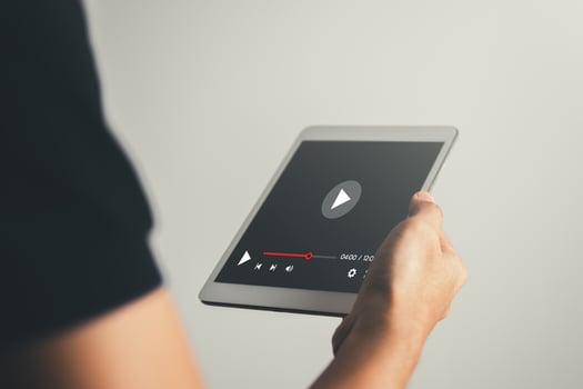 the man playing video online. video content creator concept. photo