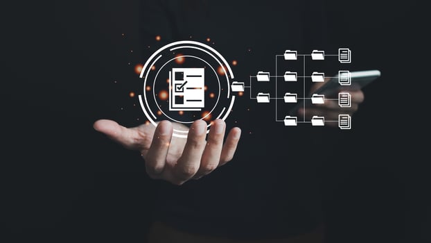Document Management System, Online document database management, Organization document Organized, automated processes to manage files, ERP enterprise efficient, business technology. photo