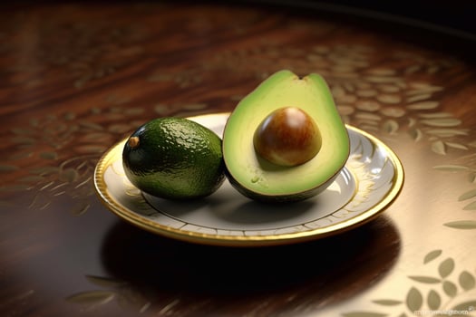 Juicy delicious avocado lies on a beautiful plate, photo