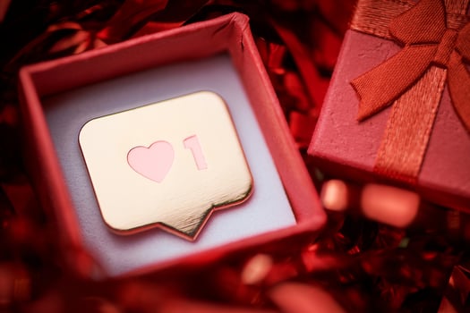 Like symbol in gift box photo