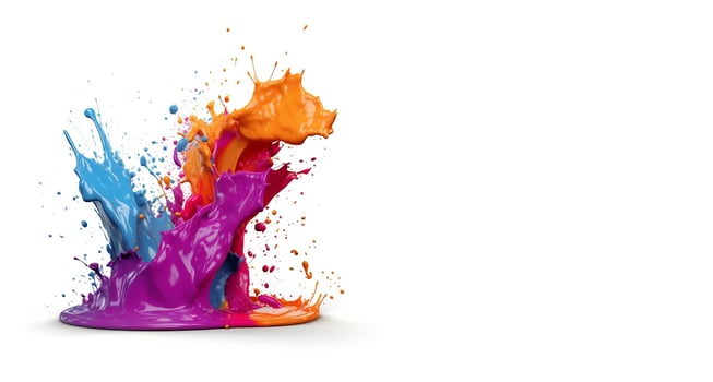 Splash of bright paint. Liquid ink abstract background for design with place for text. photo