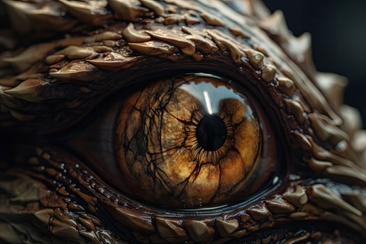 Fantasy close up of dragon eye. Magical animal. Macro shot of creature. illustration photo