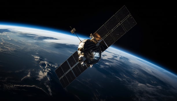 Spaceship orbits planet technological marvel amazes scientists generated by AI photo