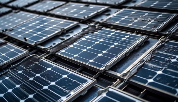 Sustainable solar energy powers modern industry farms clean generated by AI photo