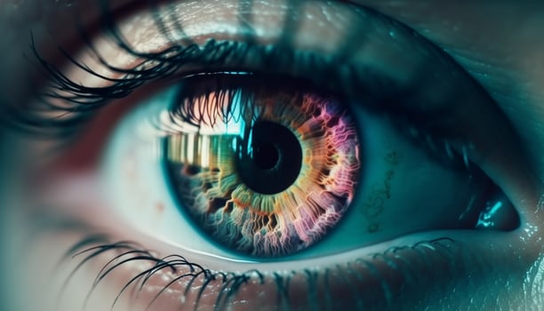 Beauty in one person blue eye captured generated by AI photo