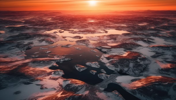 Majestic mountain range, frozen in the sunset generated by AI photo