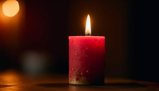Glowing candle igniting symbol of love and hope generated by AI photo