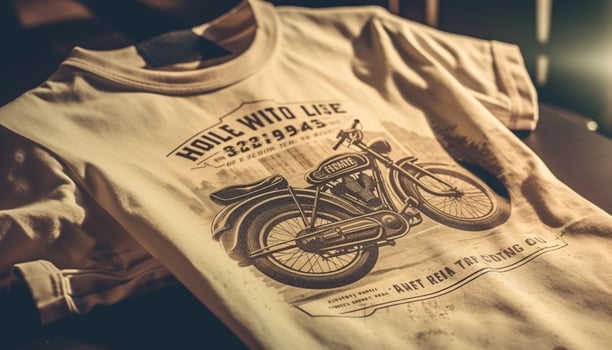 Biker riding old fashioned motorcycle, black and white adventure generated by AI photo