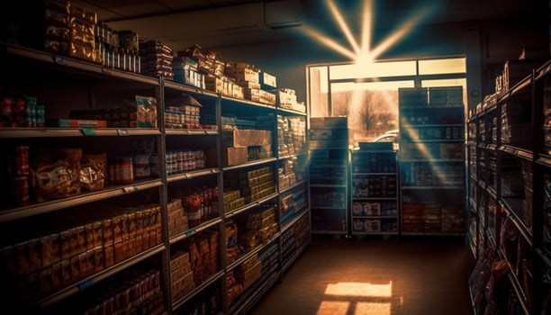 Abundance of wisdom in rows of literature generated by AI photo