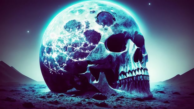 Mysterious Moonlight A Haunting Digital Painting. . photo