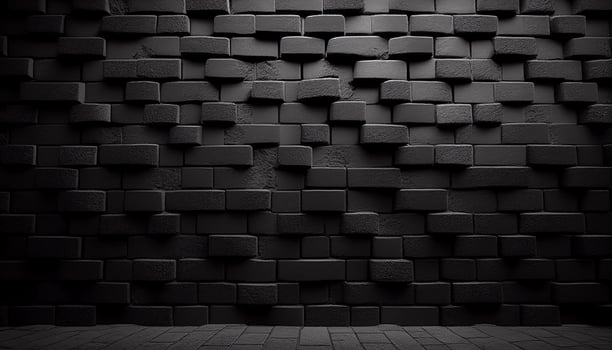 Sleek charcoal charm textured background of black brick wall, photo