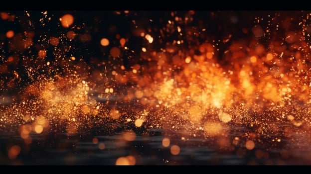 abstract fire background with sparks and golden bokeh. 3d rendering , photo