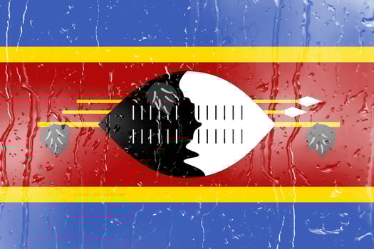 3D Flag of Eswatini on a glass photo