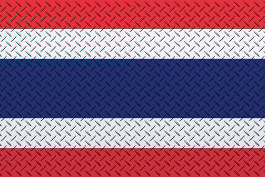 3D Flag of Thailand on a metal wall background. photo