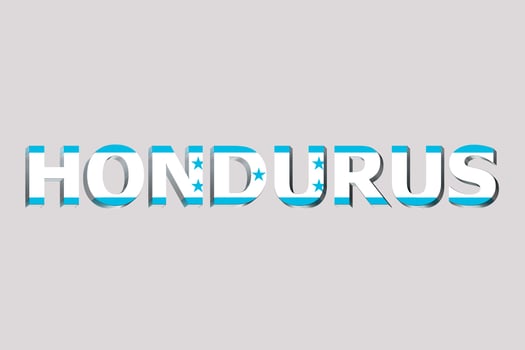 3D Flag of Honduras on a text background. It is a flag that was introduced in 2022. photo