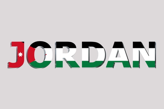 3D Flag of Jordan on a text background. photo
