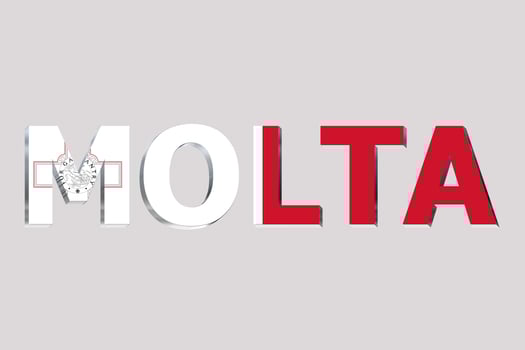 3D Flag of Malta on a text background. photo