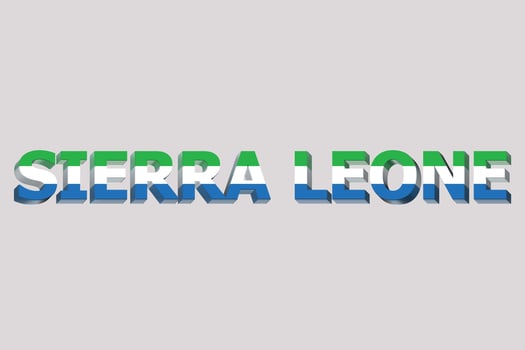 3D Flag of Sierra Leone on a text background. photo