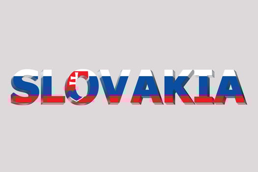 3D Flag of Slovakia on a text background. photo