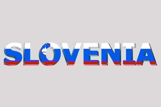 3D Flag of Slovenia on a text background. photo