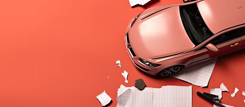 A car that is sitting on top of a piece of paper created with technology photo