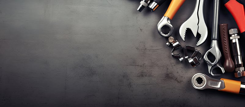 A variety of tools laid out on a table created with technology photo