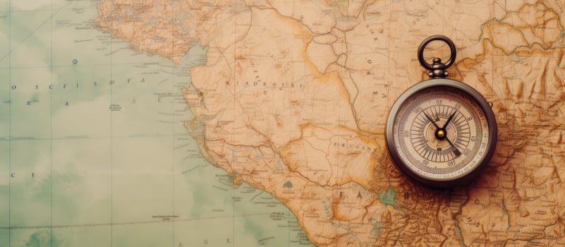 A compass on top of a map of australia created with technology photo