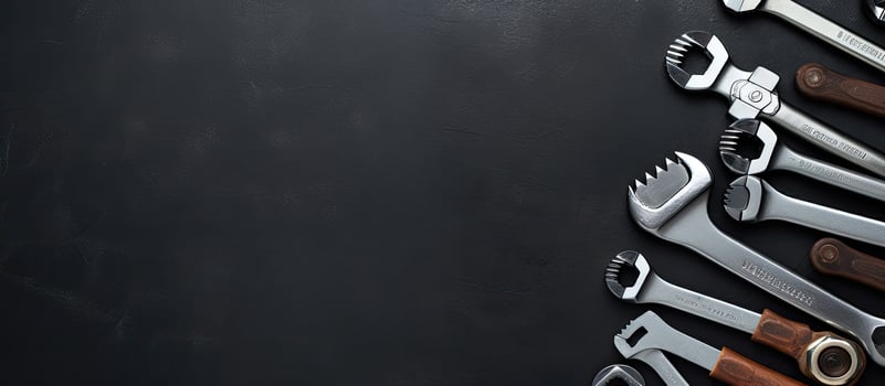 A bunch of wrenches sitting on top of a table created with technology photo