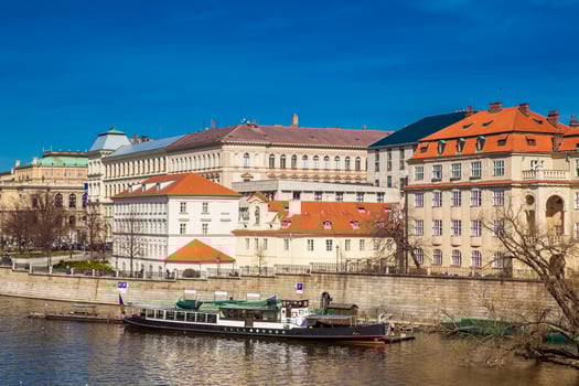 The beautiful old town of Prague city and the Vltava river photo