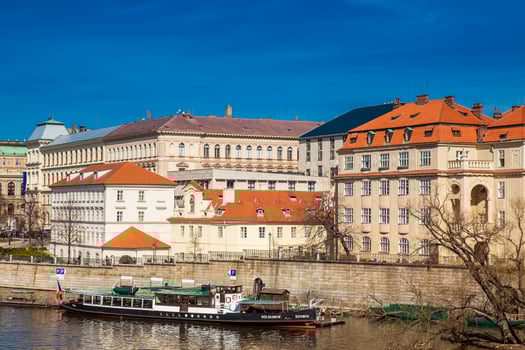 The beautiful old town of Prague city and the Vltava river photo