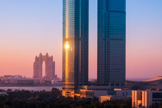 UAE, United Arab Emirates, Abu Dhabi downtown panorama and financial center skyline photo