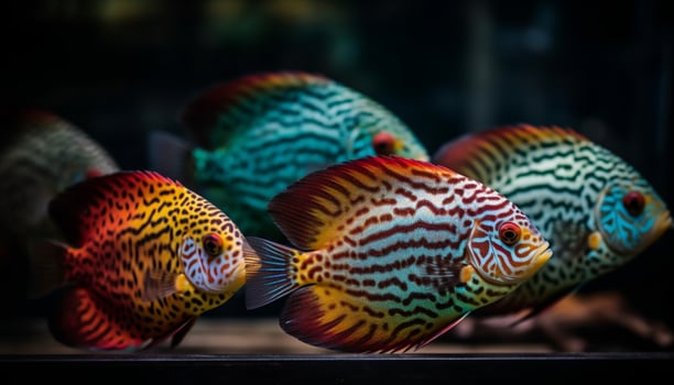 School of cute clown fish swim gracefully generated by AI photo