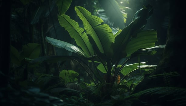 Tropical rainforest a lush, green mystery generated by AI photo