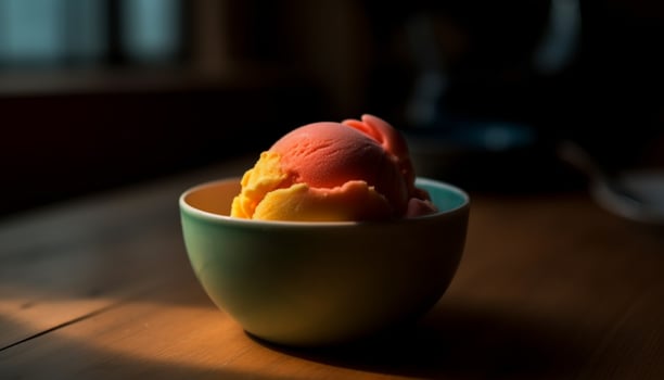 Sweet summer indulgence berry ice cream sundae generated by AI photo