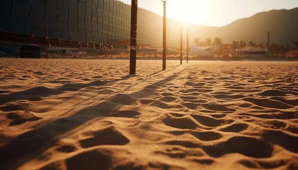 Sun kissed coastline, sports equipment, tranquil relaxation generated by AI photo