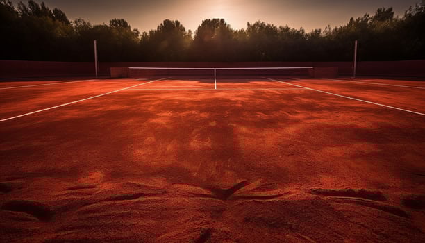 Competitive sport at dusk, illuminated by sunlight generated by AI photo