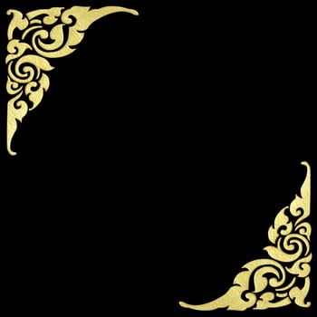 Pattern of wood frame carve flower on black background photo
