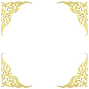 Pattern of wood frame carve flower on white background photo