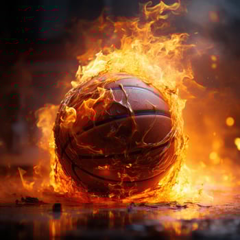Basketball on fire. photo